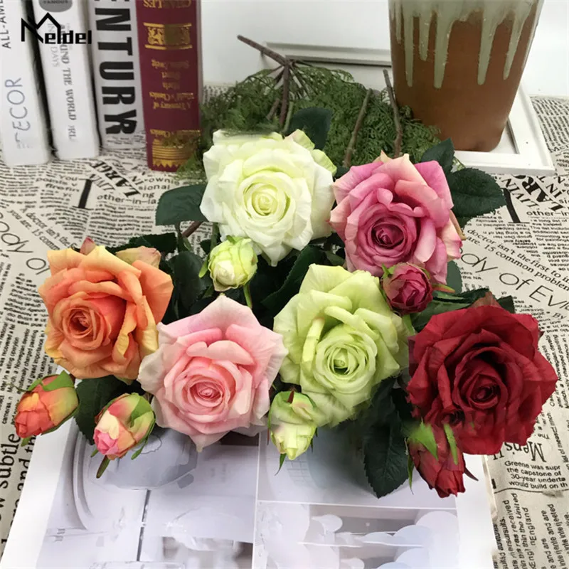 น้ำยางสีแดง Rose Wedding Bouquet ดอกไม้ประดิษฐ์ดอกกุหลาบดอกไม้ Mariage DIY เจ้าสาว Bridesmaids ดอกไม้ Real Touch Rose ดอกไม้สำหรับงานแต่งงาน