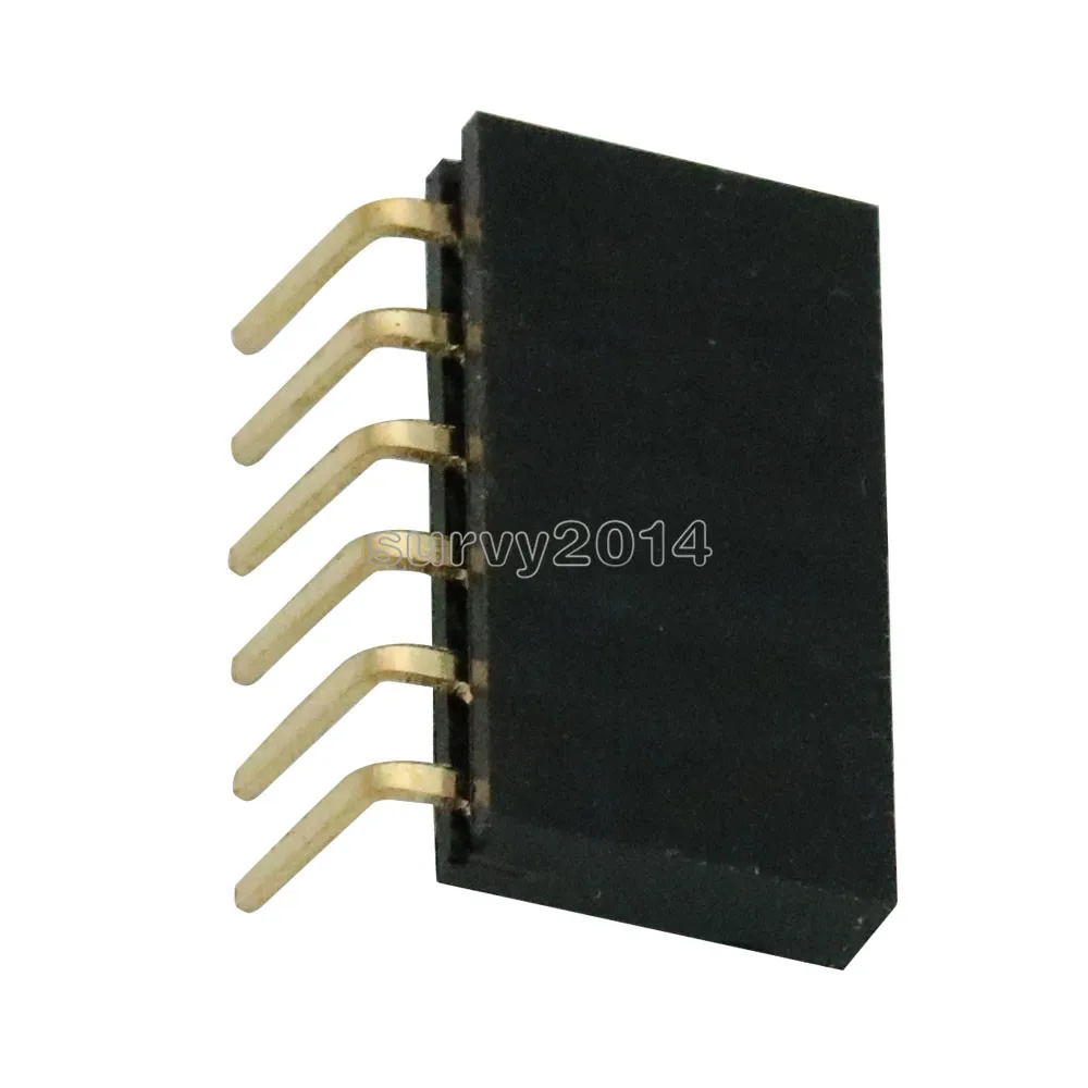 5Pcs 1x6Pin 2.54mm Pitch Header Angle Female Right Single Row Socket Connector