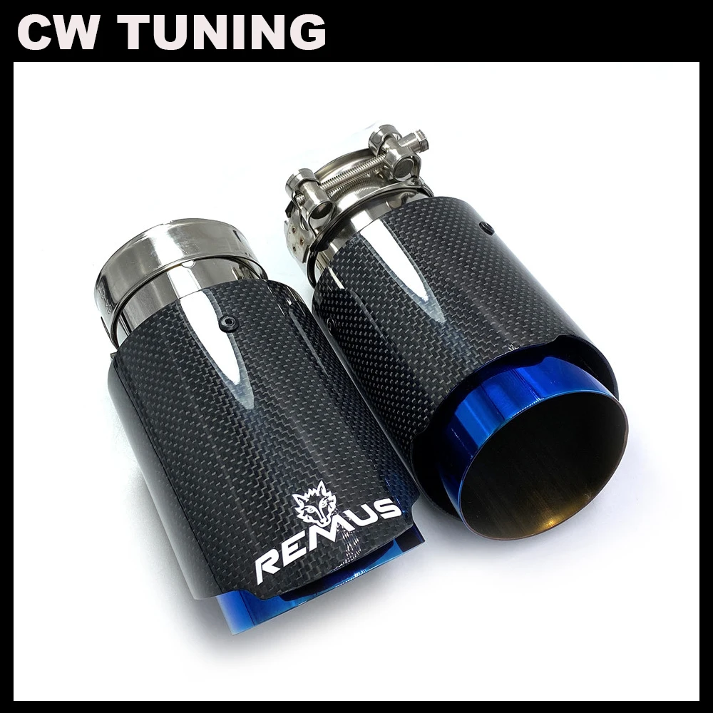 

1Pcs Single Car Exhaust tip Blue Pipe Glossy Plain Carbon Muffler Pipe For BMW Benz Audi Porsche CX-4 E71 E46 E60 E90