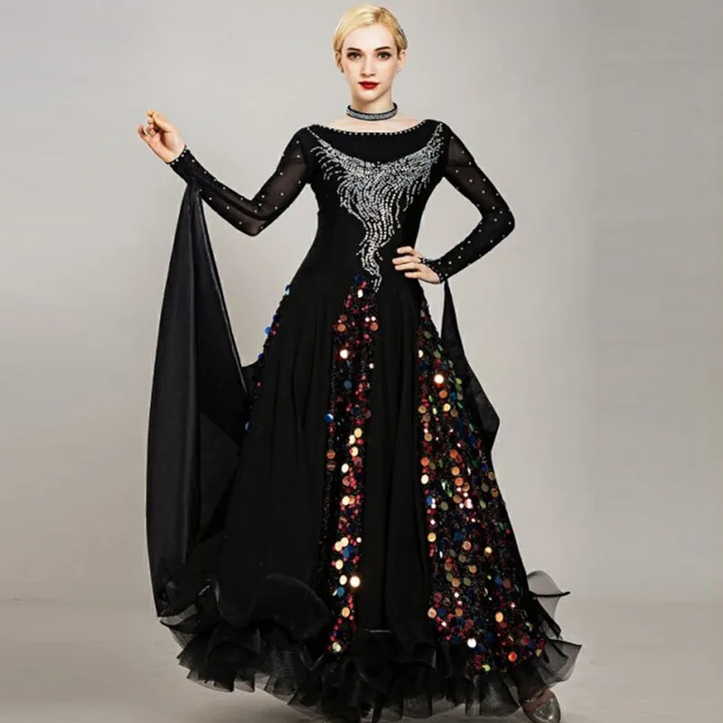 ballroom dance dress fringe dress for ballroom dancing viennese waltz dress ball dress luminous costumes for dance clothes rumba