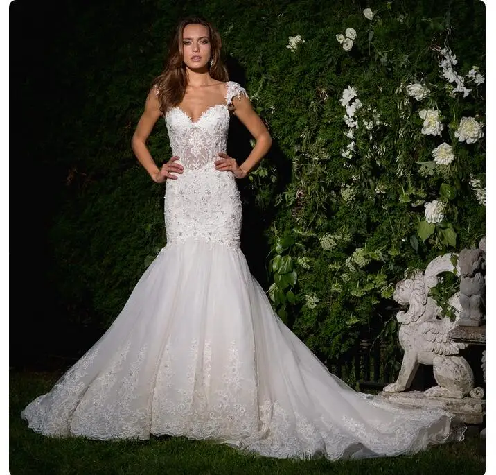 Abiti da sposa con applicazioni di cristallo in rilievo abiti da sposa a sirena bianchi accedi Backless See Through Illusion abito elegante