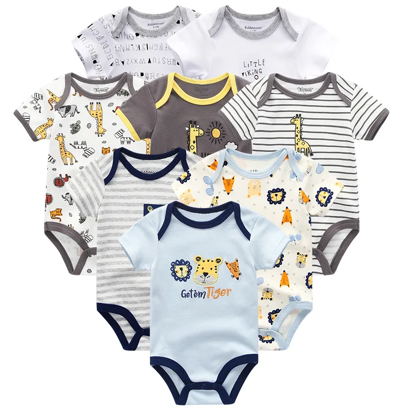 8Piece/lots Newborn Baby Girls Rompers Cotton Short Sleeve Suits Clothing Boys Cartoon kids Jumpsuits