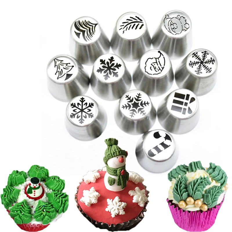 Cream Cake Icing Piping Nozzles Stainless Steel Rose Pastry Flower Mouth Cupcake Tips Christmas Series Baking Decorating Tools