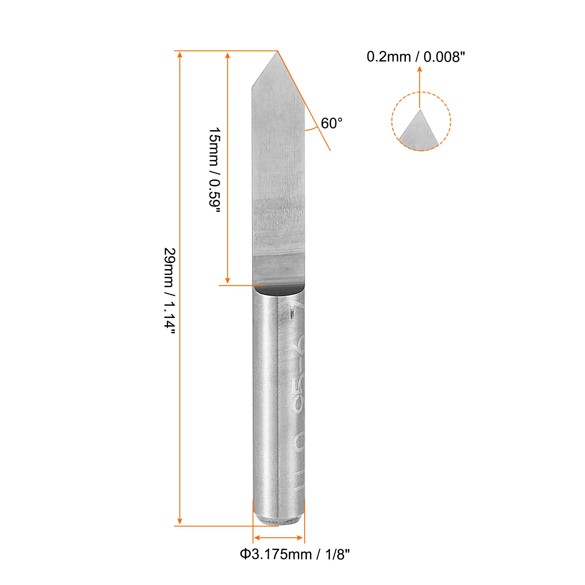 Uxcell-broca de grabado en madera, herramienta de enrutador CNC de punta de 60 grados y 3.175mm, vástago de 1/8mm y 0,2 pulgadas, para PVC acrílico MDF PC 10 piezas