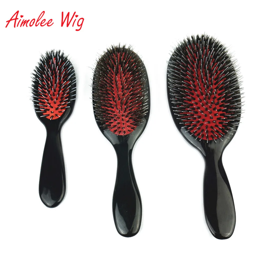 HairBrush Comb pig Bristle Nylon Pins Scalp Massage Comb Handle Deal With Hair Tangle