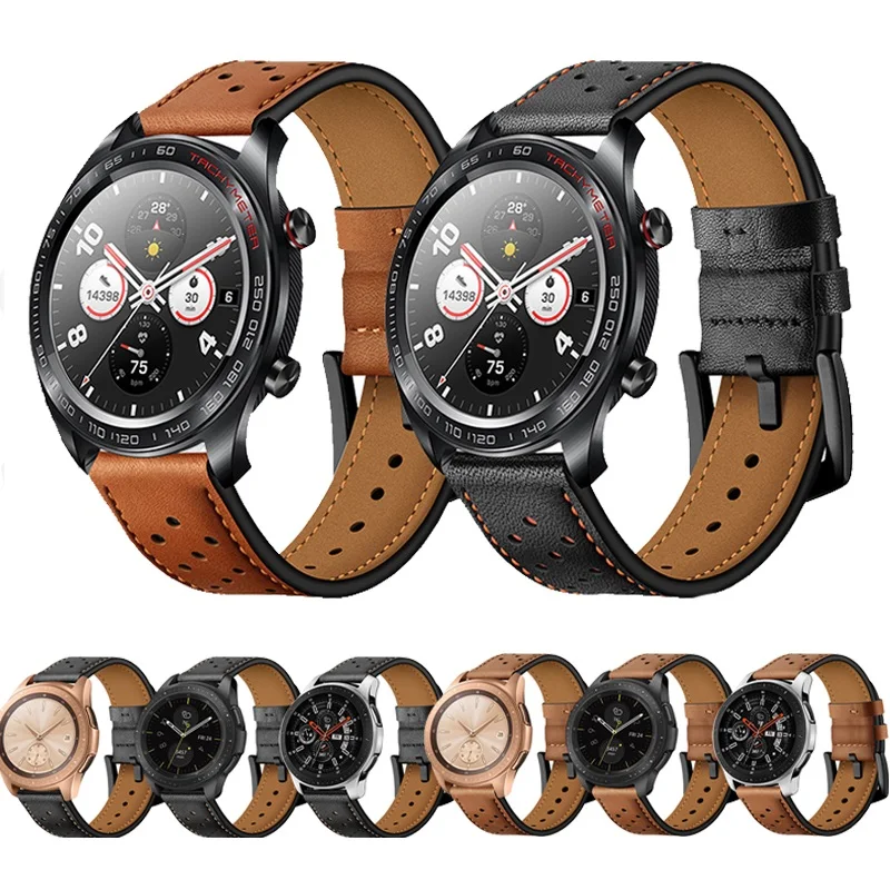 

20mm 22mm Leather Bracelet Strap for Samsung Galaxy Watch Active 2 40mm 44mm band for Gear S3 Frontier/S3 Classic Smartwatch