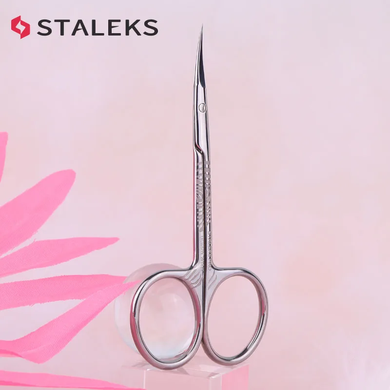 STALEKS Stainless Steel Dead Skin Scissors Russian Style Bending Eyebrow Scissors Zebra Pattern Exfoliating Nail Tools SX-20/1z