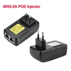 Resgatador de segurança 0,5a 24w poe injector ethernet, adaptador eu us plug para câmera ip de vigilância, 48v