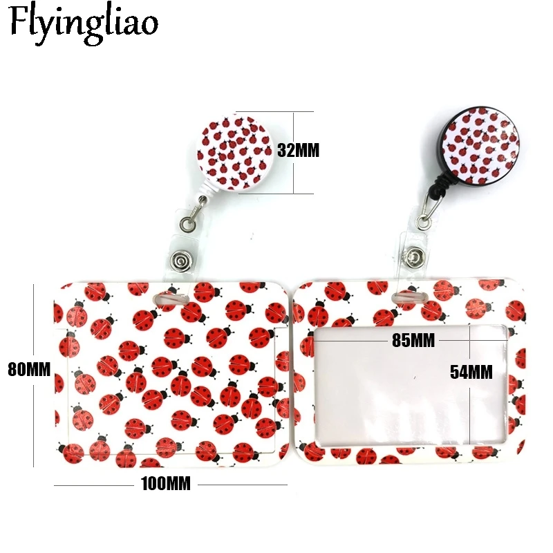 Ladybird Insect Fashion Women Card Holder Lanyard Colorful Retractable Badge Reel Nurse Doctor Student Exhibition ID Card Clips