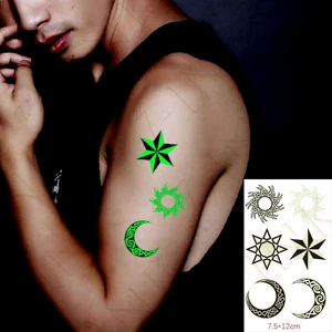 Tattoo Stickers Luminous Child Kid Temporary Fake Tattoos Glow Paste on Face Arm for Children Body Art Moon Totem Sun Sticker