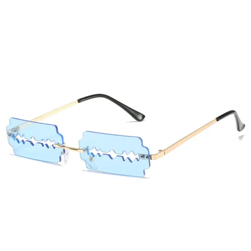 Rectangle Women's Sunglasses Unusual Glasses Personality Funny Spoof Razor Blade Yellow Men's Sunglasses Razor For Men