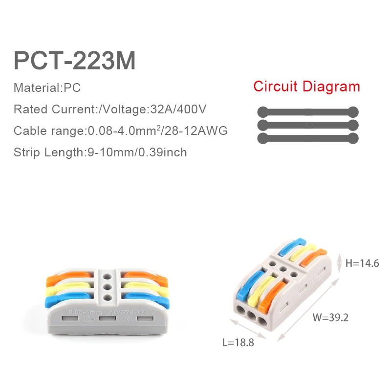 Wire Cable Connector Universal Compact Can be fixed Docking Conductor Spring Splicing Wiring Terminal Block For Home Led Light