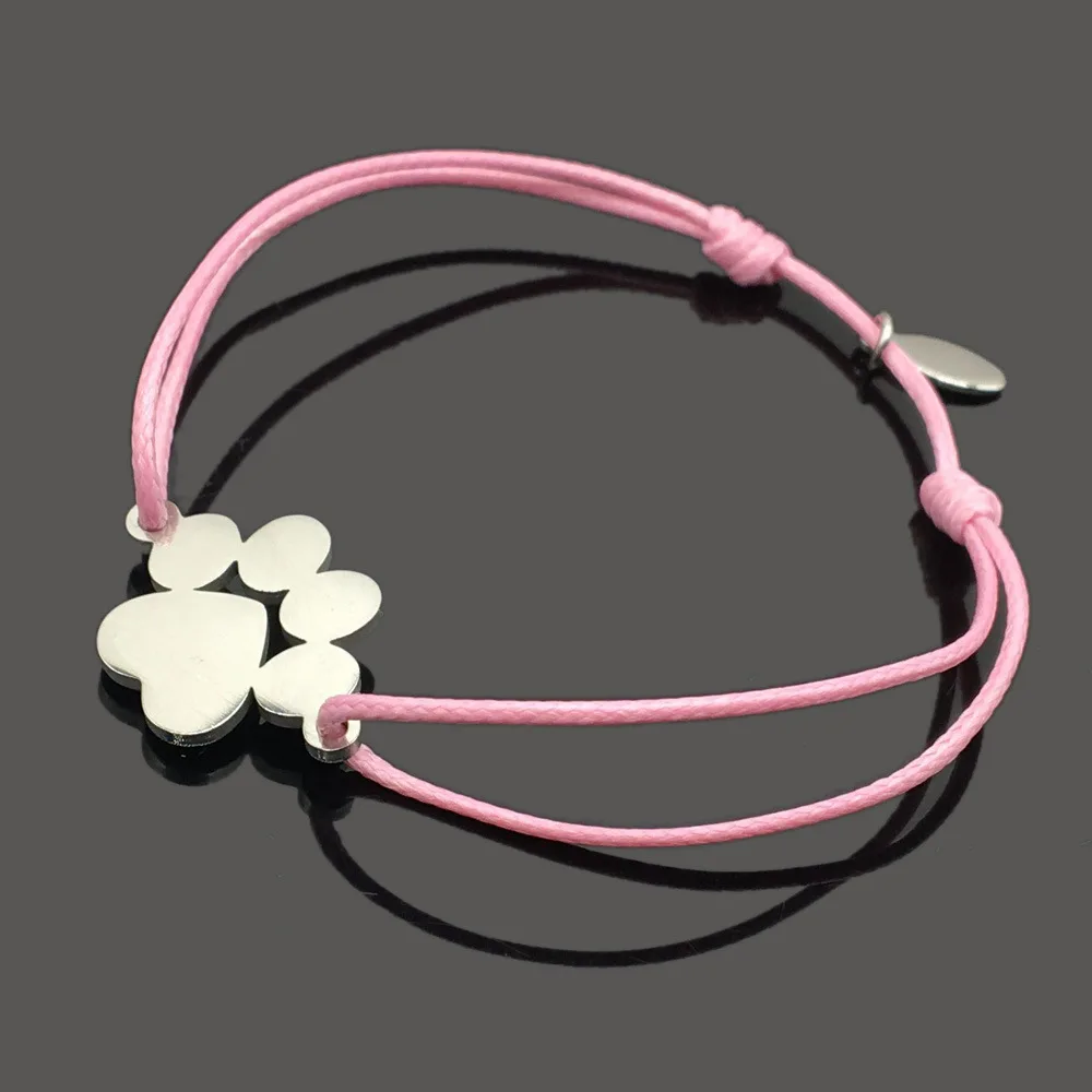 Custome Pet Names Rope Bracelet Tassut Cat Dog Paw Claw Bracelet Lovely Animal Bracelets for Women pulseras