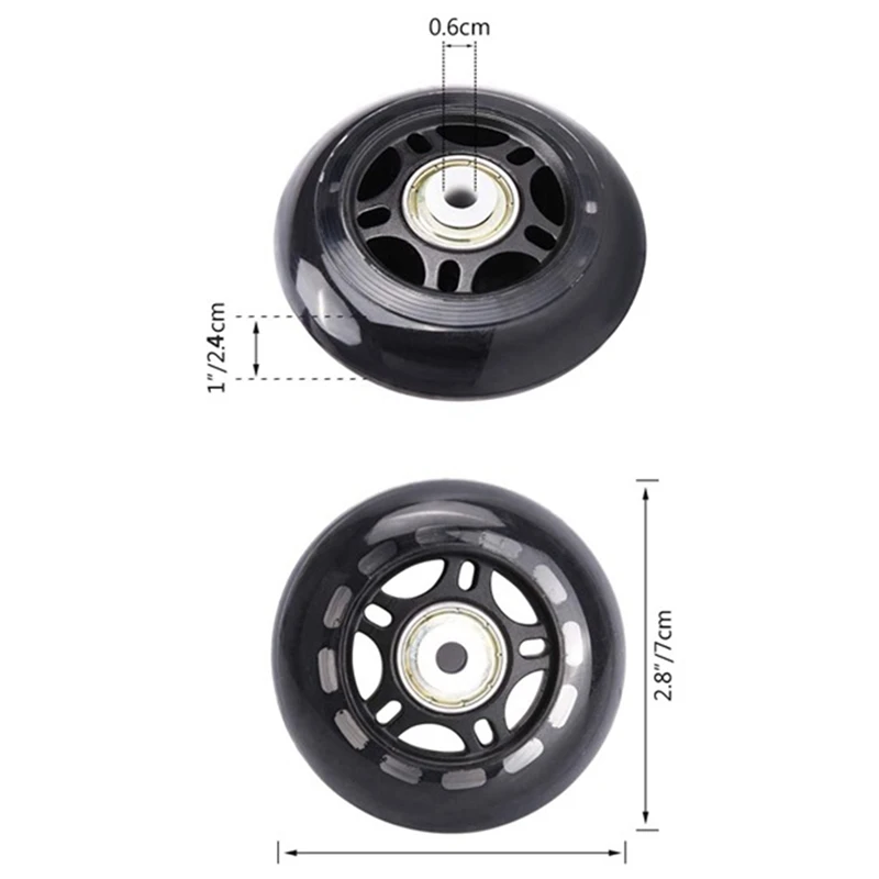 4 قطعة الأسطوانة غير وامض عجلة تزلج عجلة 70X24mm تحمل تزلج الاكسسوارات عدم الانزلاق