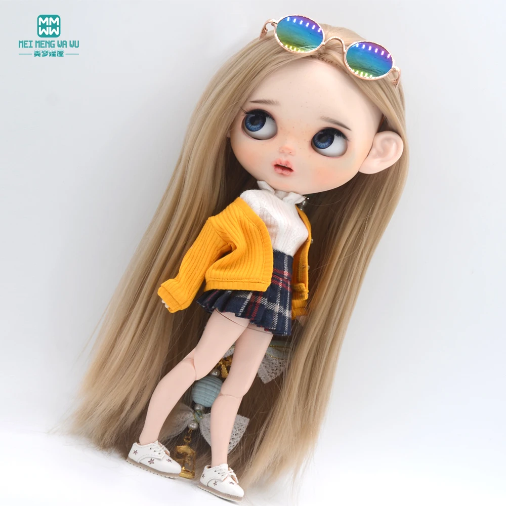 Quần Áo Búp Bê Thời Trang Cardigan Ngắn Váy Áo Sơ Mi Giày Phù Hợp Với Blyth Azone OB22 OB24 Phụ Kiện Búp Bê