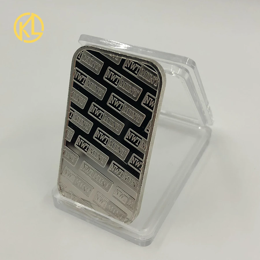 50 pcs/100pcs Troy Ounce .999 Fine Sliver Plated Northwest Territorial Mint Dayton NV Replica Bullion Bar Silver Coin Souvenir