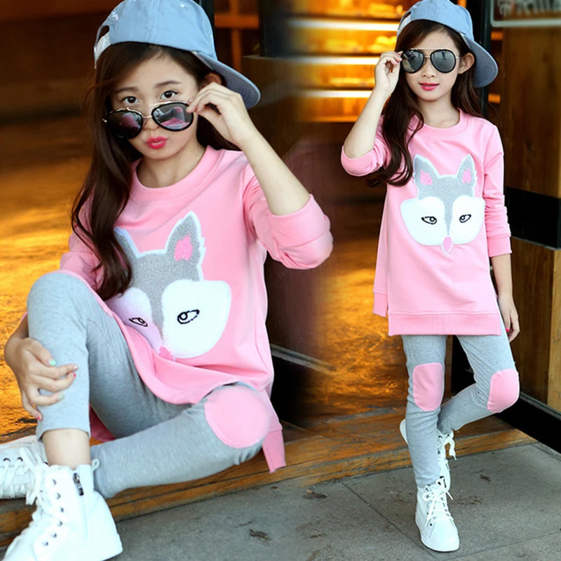 

Children Clothing Autumn Cartoon Girls Sets Long Sleeve Tracksuit For 3- 13 Years Old Girls Clothes Sport Suit Kids Clothes Sets