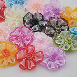 20pcs Mix Color Organza ribbon flowers bows Appliques Craft Wedding Dec Upick B008