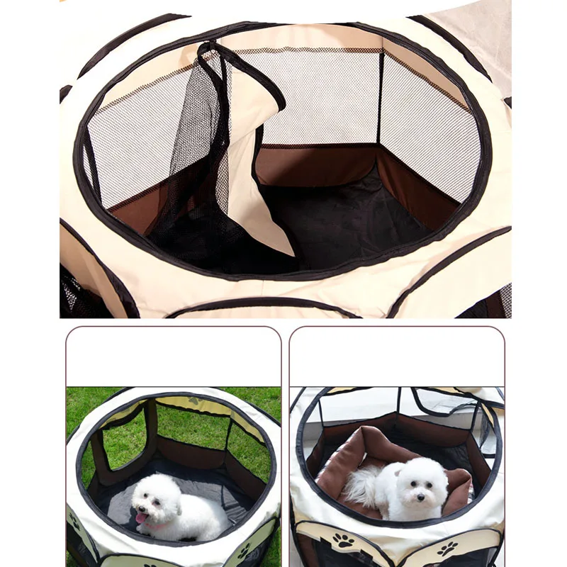 Portable Dog Playpen Folding Dog Delivery Room Waterproof Grabresistant Fence Octagon Kennels Park Tent Cage For Small Large Dog