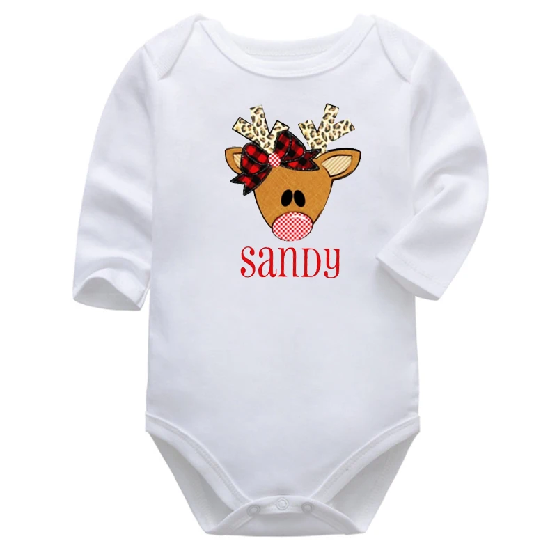 

Christmas Deer Bodysuit Personality Name Thanksgiving Outfits for Girls Christmas Cartoon Newborn Clothes 7-12m Cute