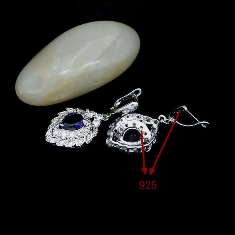 Fashion Bride 925 Sterling Silver Jewelry Blue Cubic Zirconia Stones Strawberry Drop Earrings For Women Wedding Decoration