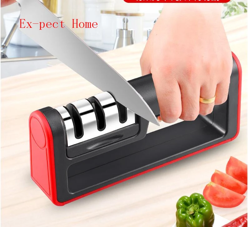 Wholesale 100pcs/lot Knife Sharpener Quick Professional 3 Stage Sharpener Knife Grinder Hand grip Diamond Hone Chef Kitchen Tool