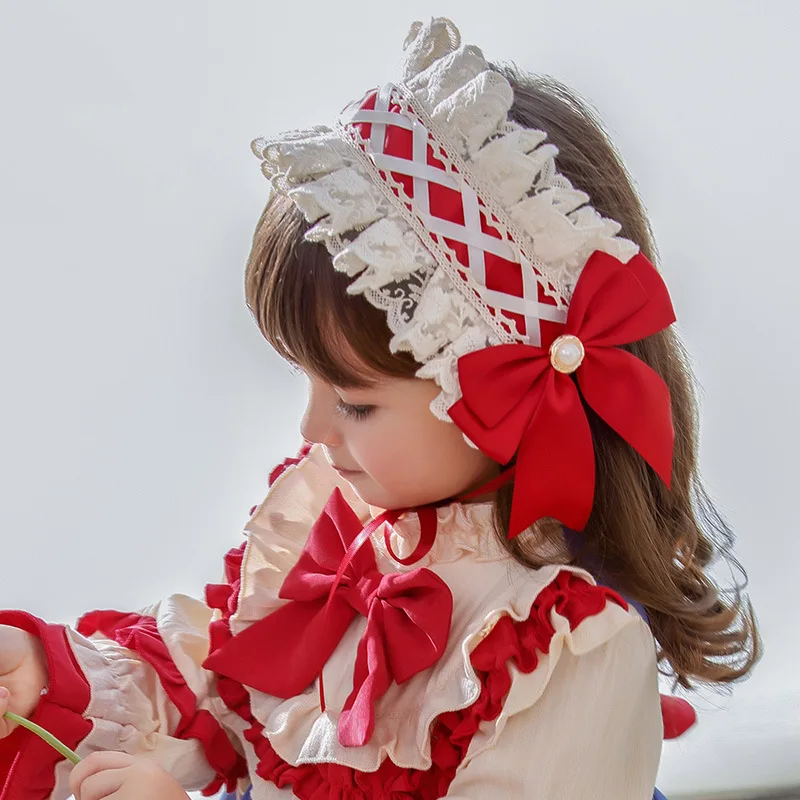 Accesorios Kawaii para niña, diademas de Lolita para niña, diadema de fiesta de retales para niña, diadema elástica con lazo