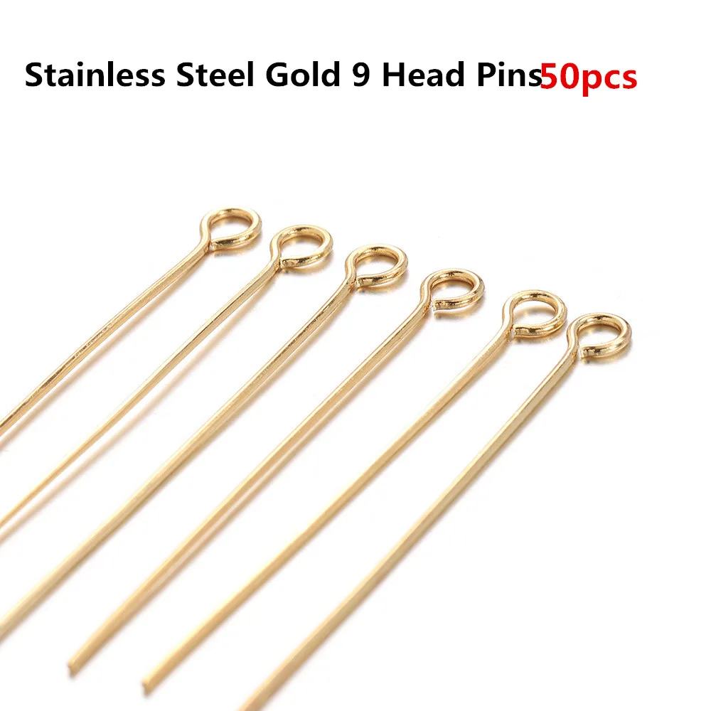 50-100 Stück Edelstahl Köpfe Auge Flachkopf Pin Gold versilbert Kugelkopf Pins für Schmuckherstellung Zubehör – Detail 10