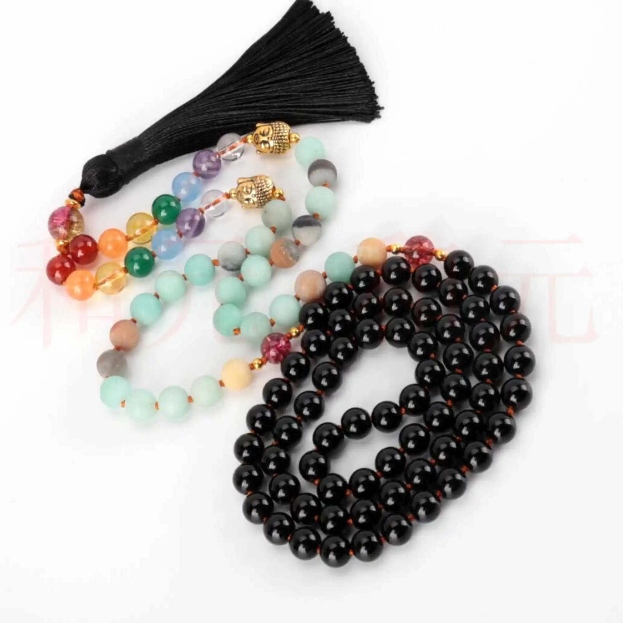 8mm 108 knot 7 chakras Scrub Amazonium black agate Necklace Prayer Rustic Unisex Fashion Tranquility Men Yoga Yoga