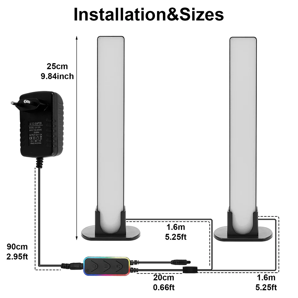 RGBCCW LED Light Bars Pickup Rhythm Smart Light Bar Computer Backlight Car Night Lights Room Decor 210 Scene Modes Ambient Light