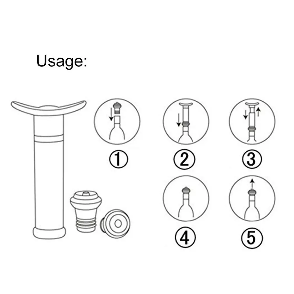 Aço inoxidável Vinho Saver Bomba, Vácuo Rolhas De Garrafa, Sealer Preservador Set, Bar Acessórios, 5Pcs, 2022
