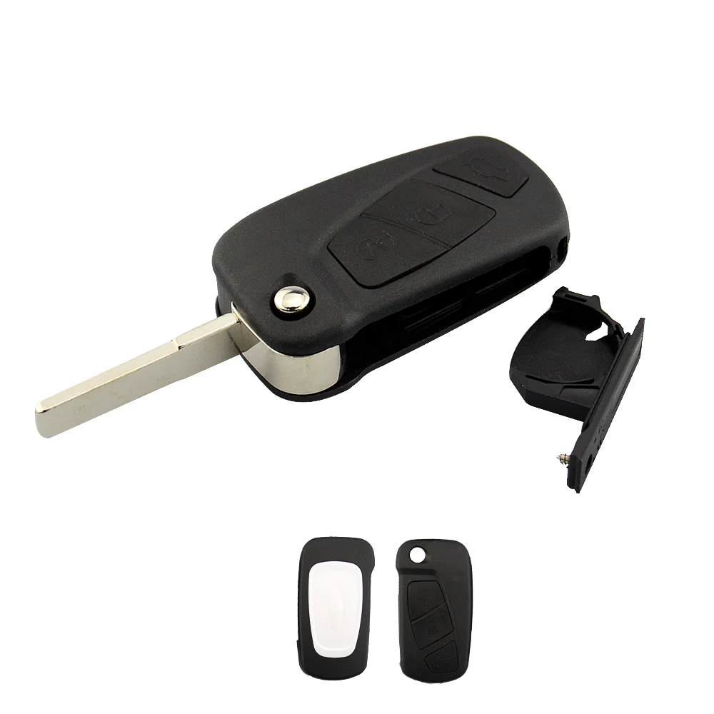 Okeytech 3 Buttons Flip Remote Control Key Shell Cover Case Fob For Ford KA MK2 Replacement Car Key Uncut Blade