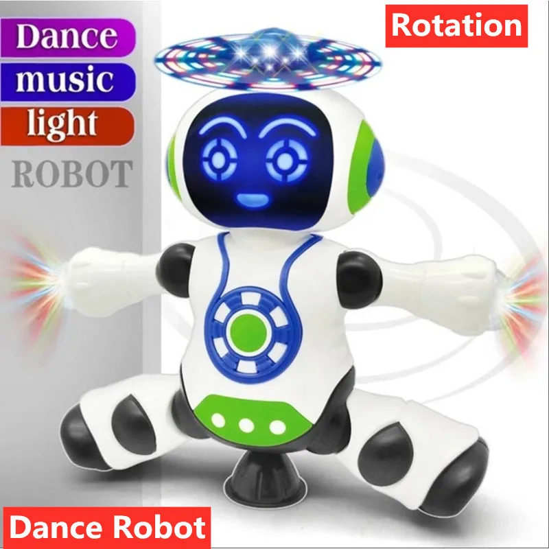 Espaço eletrônico robô dança deslumbrante música robô flash led luz rotação elétrica andando robô brinquedo brinquedos para meninos crianças presente