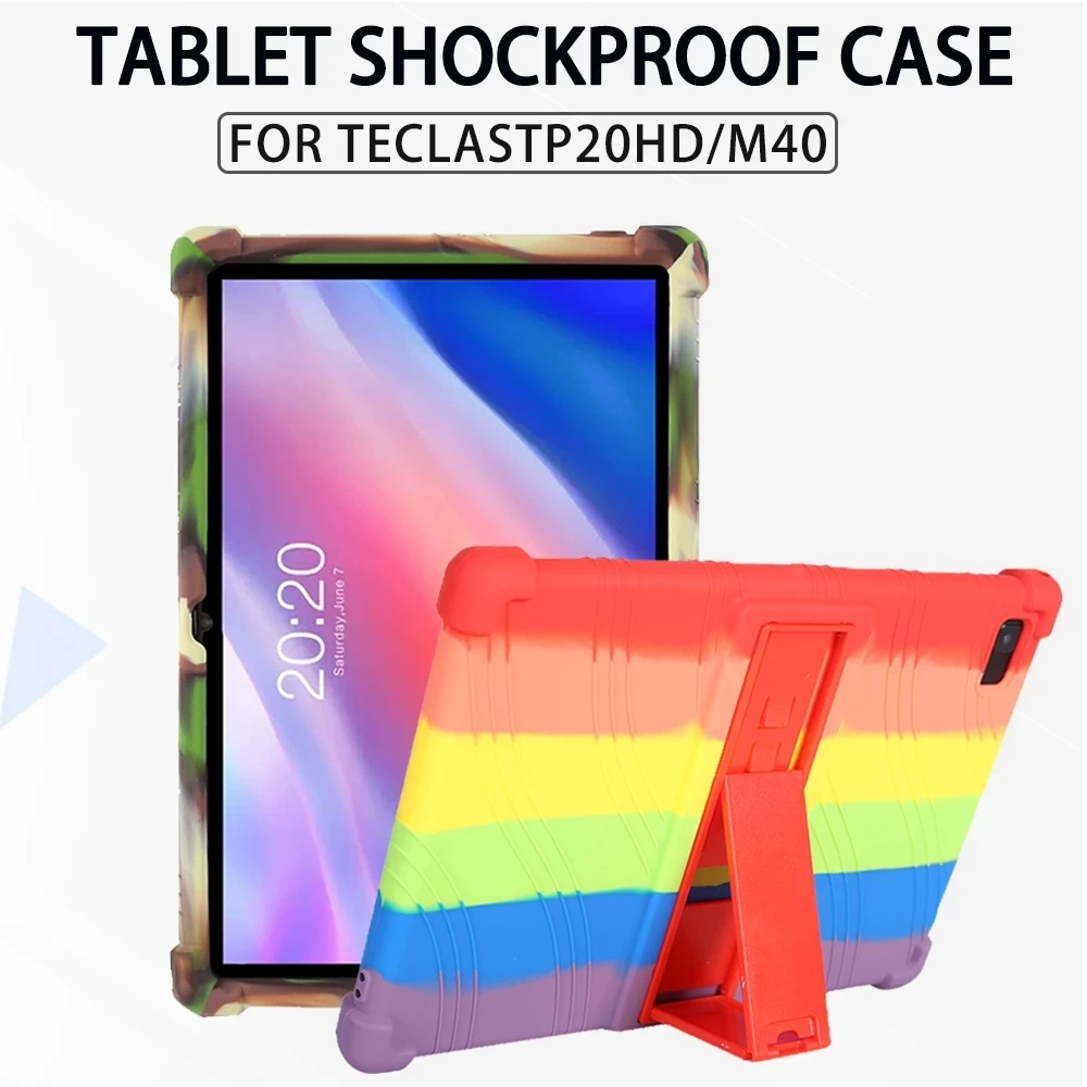 Para teclast tablet caso p20hd m40 seguro à prova de choque capa silicone p20 escudo manga protetora suporte ajustável