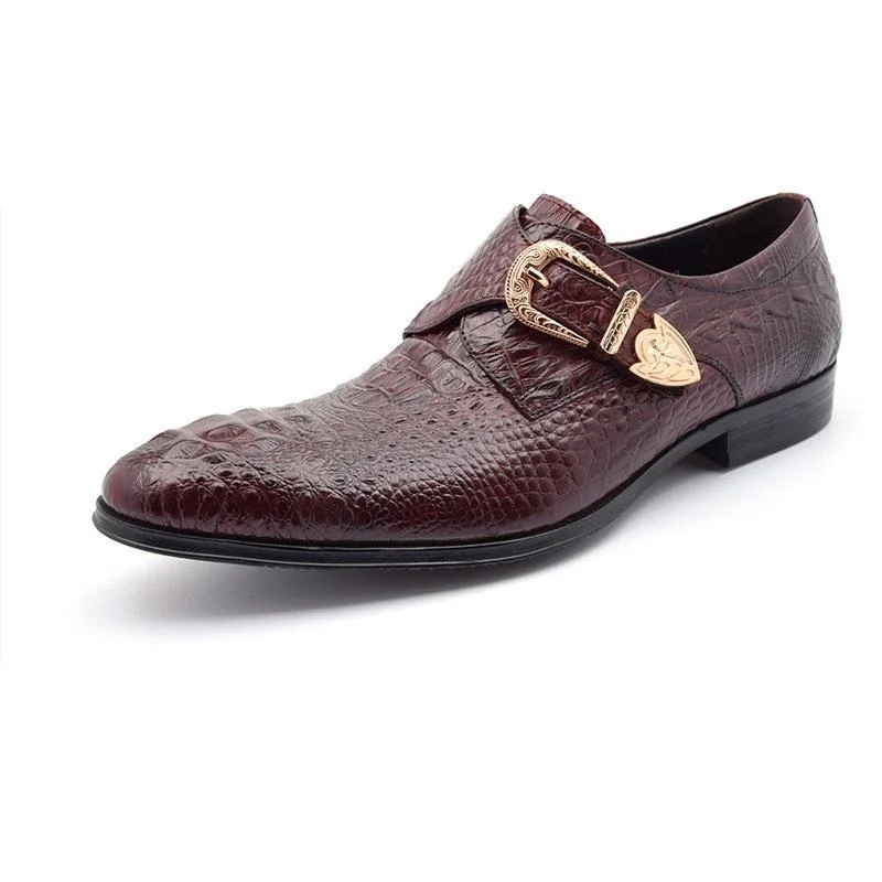 

Fashion buckle luxury embossed leather wedding dress shoes men high quality pointed toe business office career work man shoes