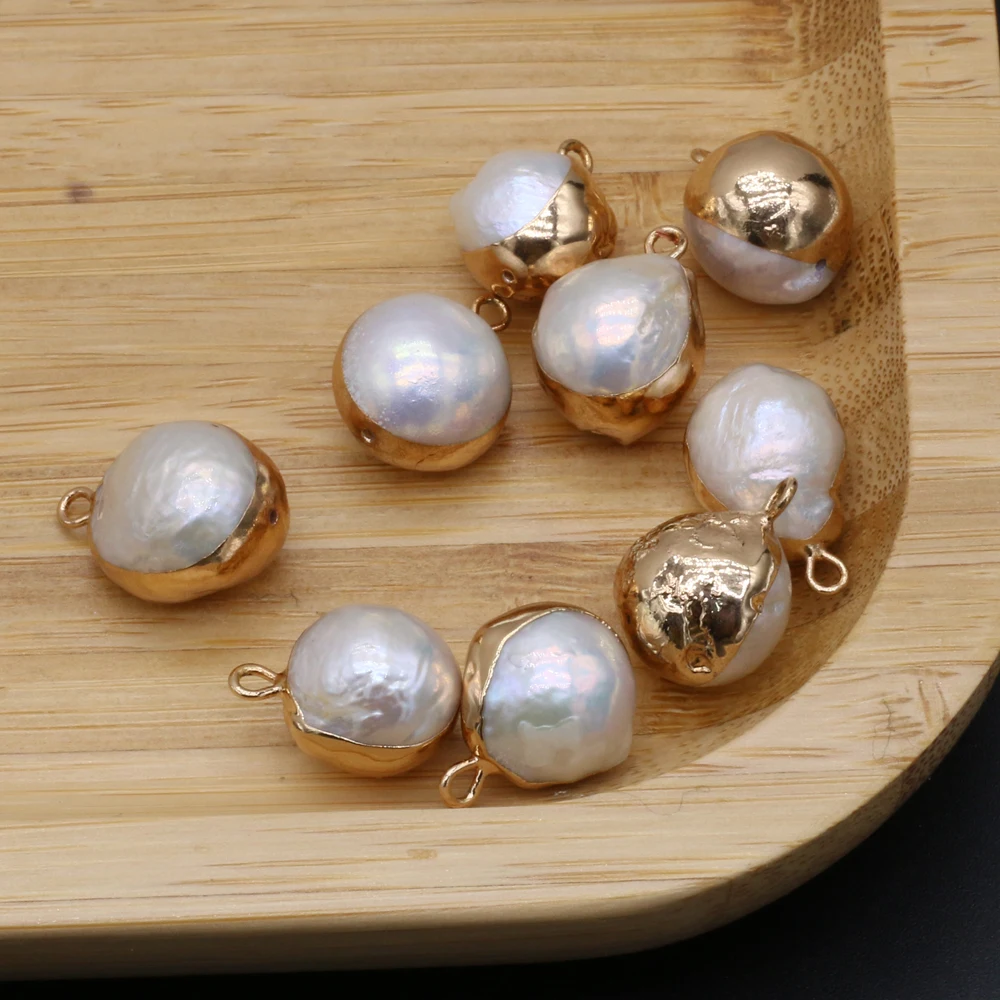 Natural Freshwater Pearl Round Spherical Boutique Pendant Making DIY Fashion Charm Necklace Bracelet Jewelry Gift