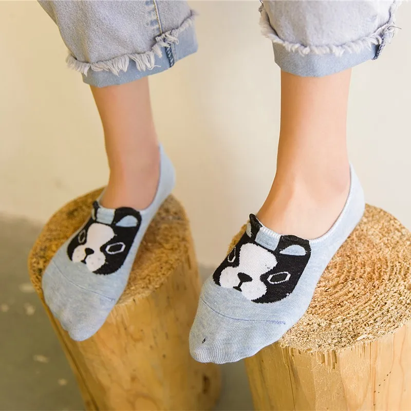 5 Pairs New Arrival Spring Summer Cotton comfortable Cartoon Animal Dog Funny Invisible Ankle Casual Female Girl Boat Socks