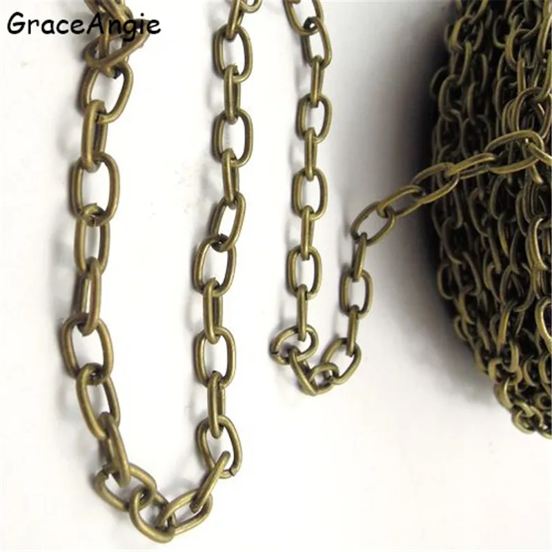 1Meter Bohemia Antique Bronze Silver Color Chain For Bracelet Handmade Jewelry Chains Necklace Chain Necklaces Women Vintage DIY