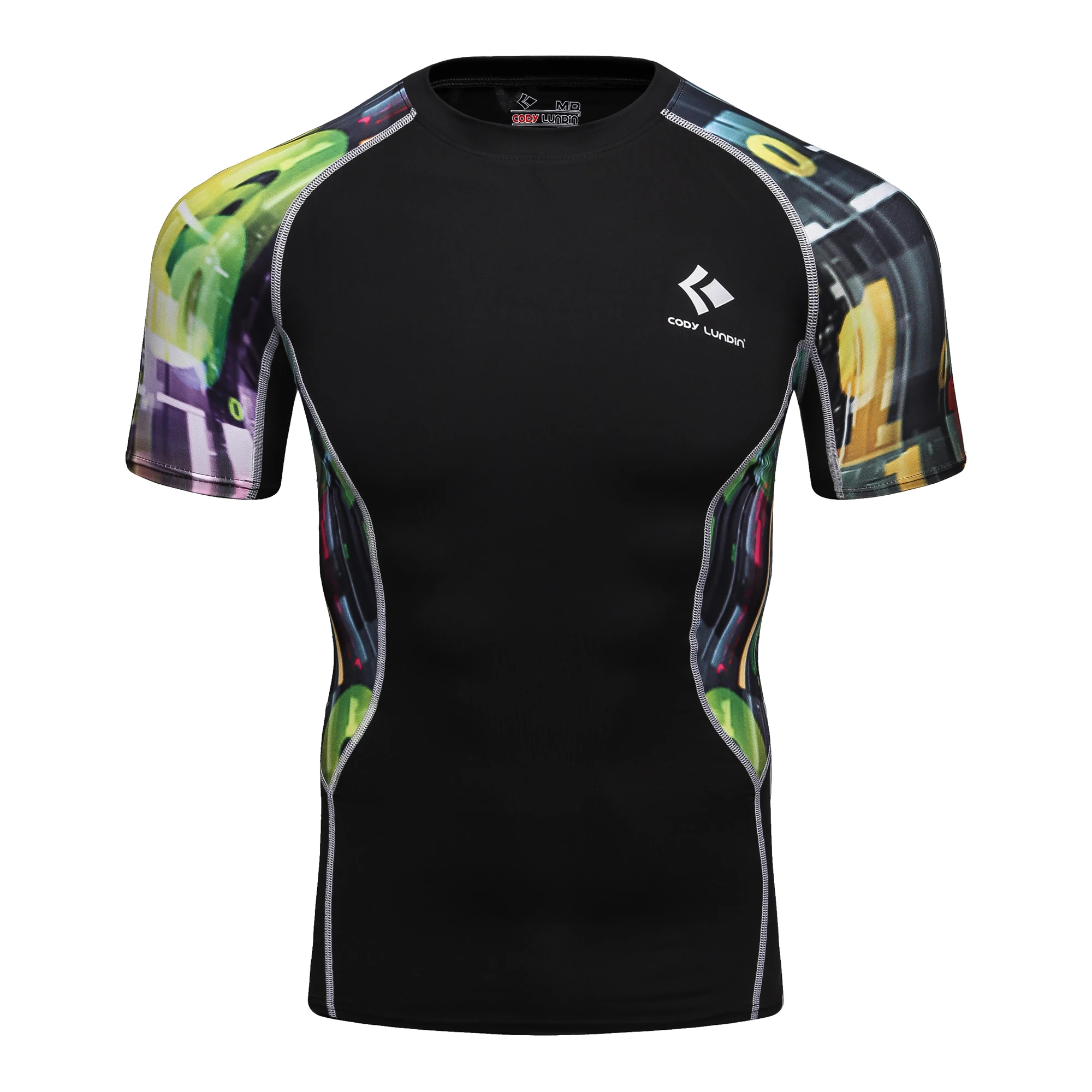 2023 CODY LUNDIN Factory Short Sleeves Quick Dry Men Custom Diving Surfing Rash Guard Top Accept OEM Shirt Male Black Print Tees