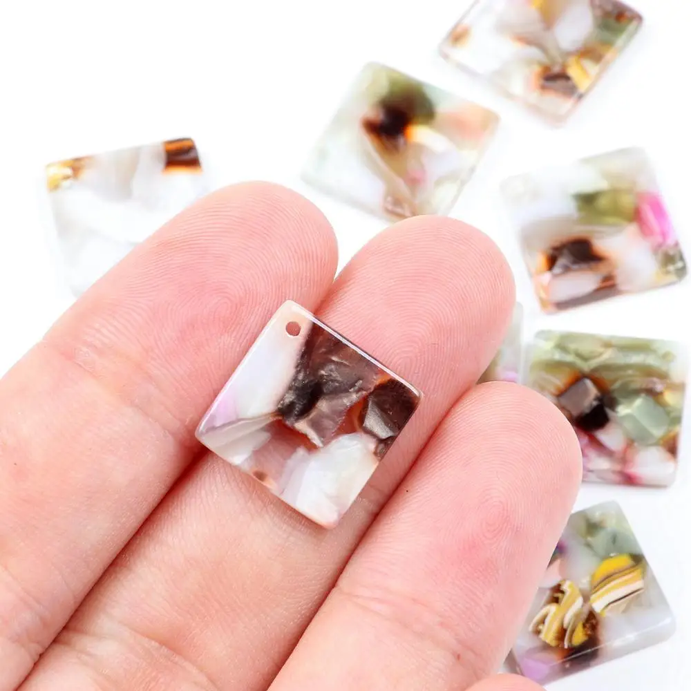 Leopard Print,Tortoise Shell Earring Charm,Acetate Acrylic Bead,Squar Shaped,Boho Jewelry,Earring Parts,Ohrringe finding-ACE215