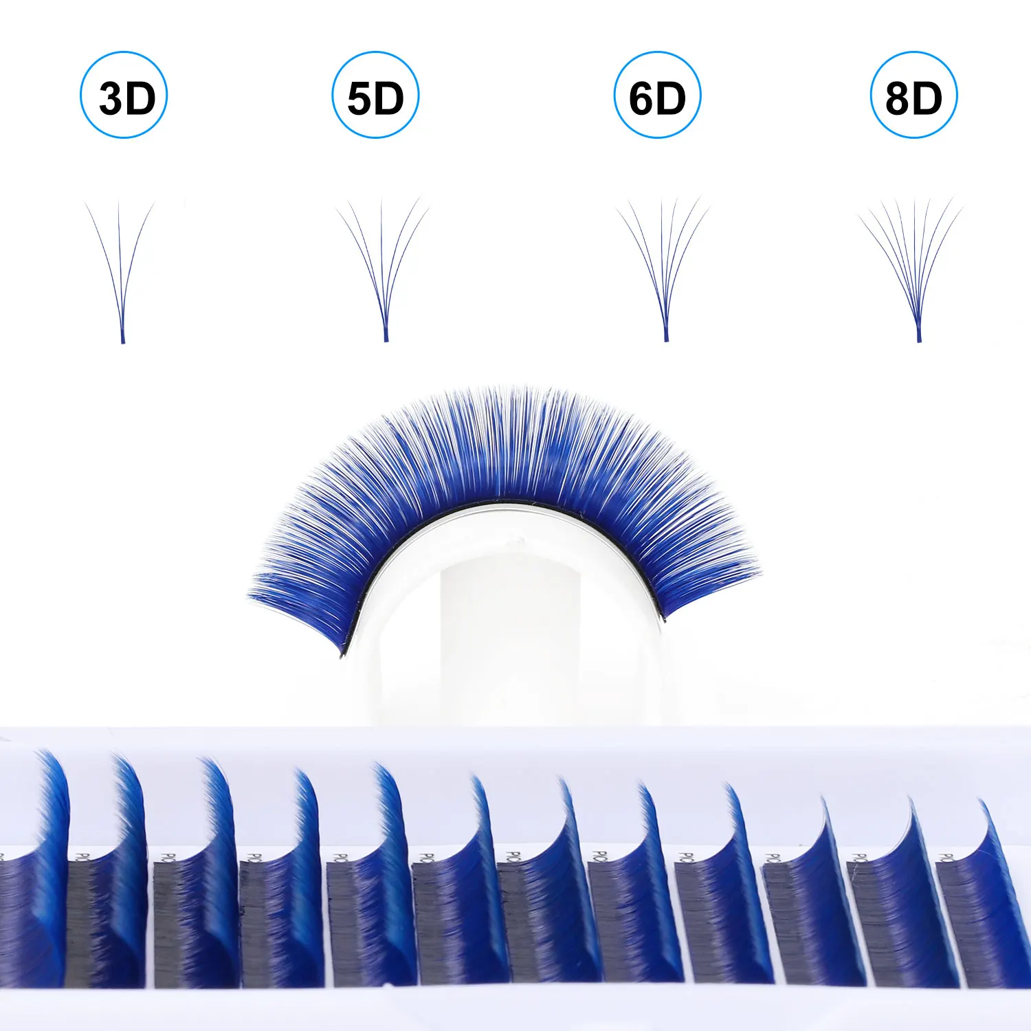 New 0.07mm Easy Fans False Lashes Gradient Blue+green+red+brown Mixed In One Tray Eyelash Individual Colored Eyelash Extension