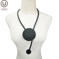 UKEBAY Novel Round Pendant Necklaces Black Rubber Chains 2020 Women Fashion Design Necklaces Festival Gift Punk Jewelry Necklace