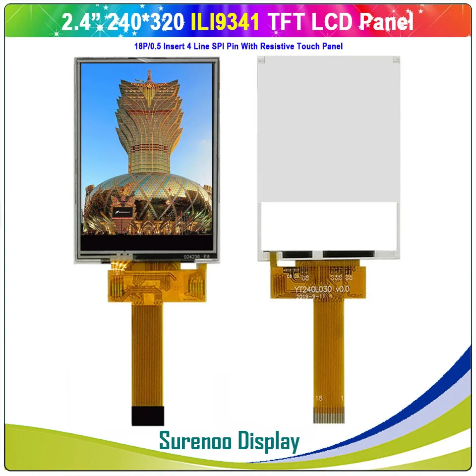 Imagem -03 - Tela Sensível ao Toque Resistiva 2.4 Polegadas 240*320 18p 0.5 Inserção Serial Spi Tft Tela Lcd Lcm Interno Ili9341 St7789 v com Painel Touch