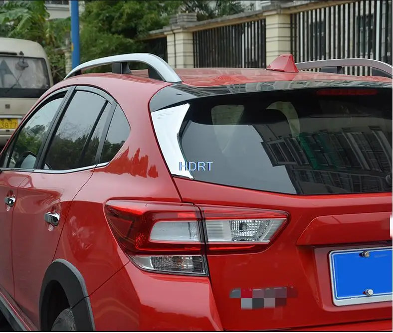 For Subaru XV 2018-2021 ABS Carbon Fibre Print Look Exterior Both Side Rear Window Spoiler Triangle Cover Sticker Trim Car Parts