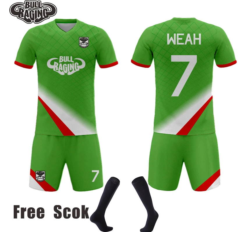 

Free Sock Hot Sale Men's Soccer Stripe Jersey 100% Polyester Dry Fit Soccer Jerseys Design Custom Football Uniform