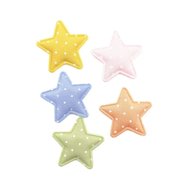 Fabric Padded Star Applique for DIY Headwear, Hair Clips Decor, Baby Hats, Headbands Ornaments, Padded Patches, 3.5cm, 50Pcs