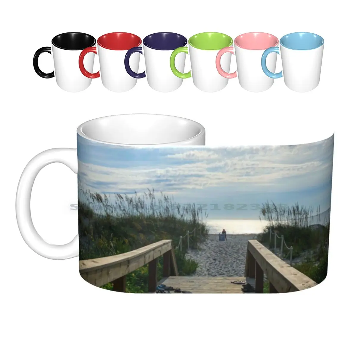 Beach Board Walk Ceramic Mugs Coffee Cups Milk Tea Mug Beach Board Walk Beach Board Walk Keana Keana Skye Sea Ocean Sand Dunes