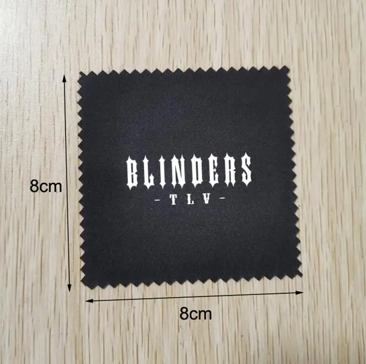 

500PCS Customised Logo 8x8cm Silver Jewelry Black Polishing Cloth Printed With White Logo OPP Bag Individually Wrapped