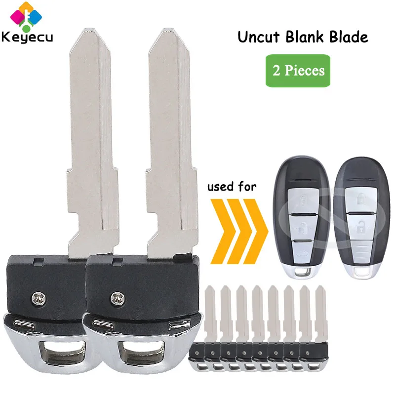 

KEYECU 10 Pieces Smart Remote Key Uncut Blank Insert Emergency Blade for Suzuki SX4 Swift Vitara S-Cross Kizashi 2010- 2015 2016