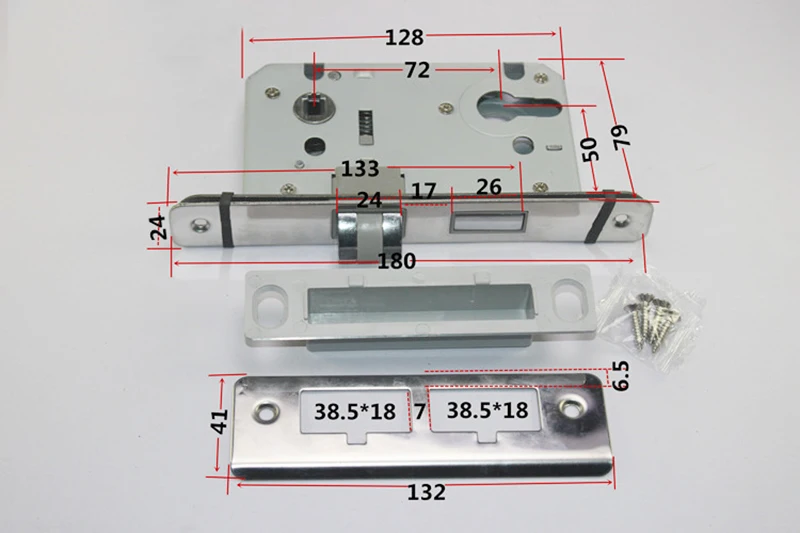 Lock Hardware Fittings Safety Silent Lock Gallbladder Lock Core Room Wooden Lockcase 58X50 Lock Body